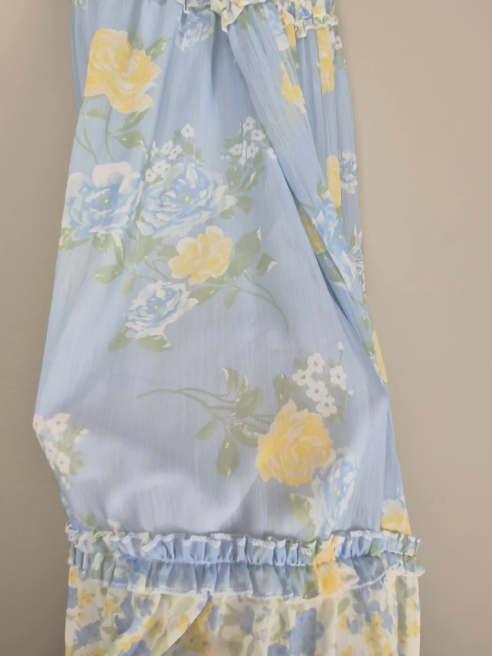 Altar'd State Floral Tiered Ruffle Maxi Dress Light Blue Cottagecore Coquette M - Picture 9 of 16